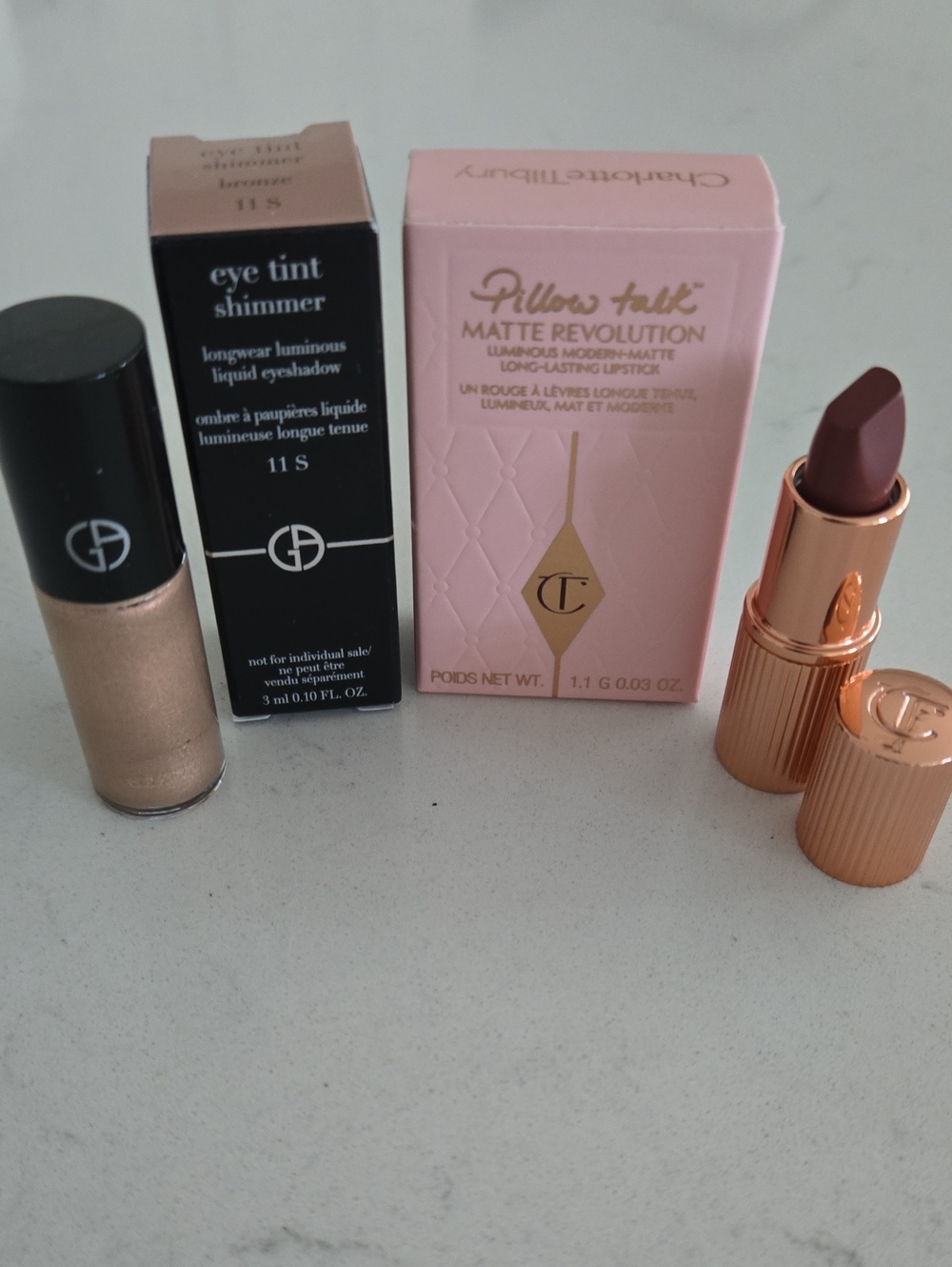 NIB DUO Giorgio Armani eye tint Shimmer eye Shadow & CHARLOTTE TILBURY lipstick
